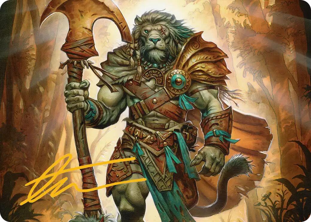 Ajani, Outland Chaperone Art Card (Gold-Stamped Signature)